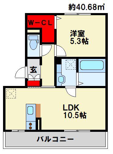 エスポワール祇園B(1LDK/1階)の間取り写真