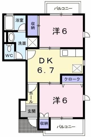 ハーブマンション武中(2DK/1階)の間取り写真