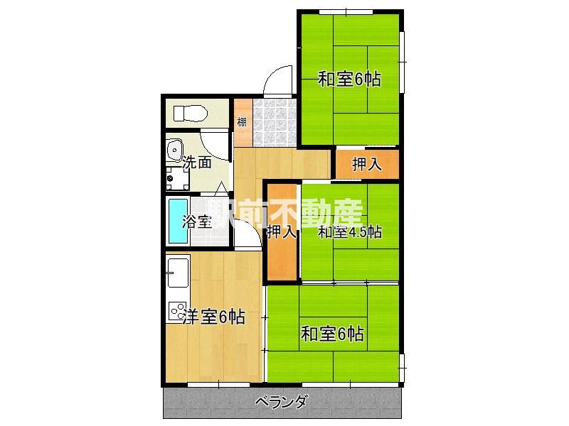 プランドール筑水III(3DK/1階)の間取り写真