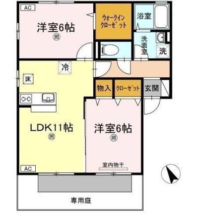 セジュールT&E(2LDK/1階)の間取り写真