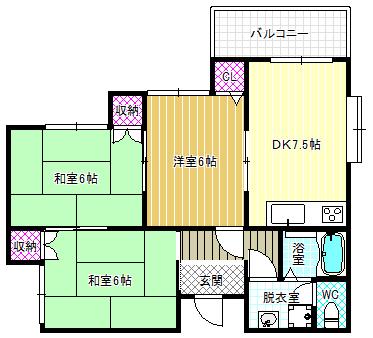 プチリベルテ(3DK/2階)の間取り写真