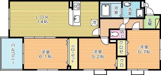 カームテラス(3LDK/1階)の間取り写真