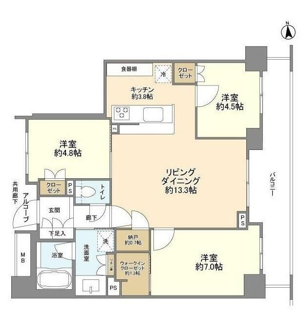 パークホームズ中村橋セントラルプレイス(3LDK/4階)の間取り写真