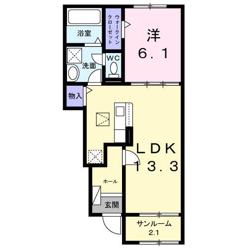 かもしま北町アパート(1LDK/1階)の間取り写真