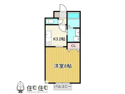 シャルムII(1K/2階)の間取り写真