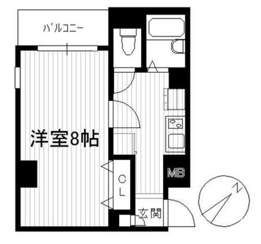 ブロッサムコート文京(1K/2階)の間取り写真