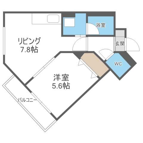 マープル月寒(1DK/4階)の間取り写真