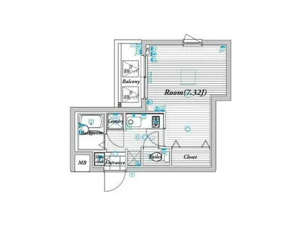 ビバリーホームズ氷川台(1K/2階)の間取り写真