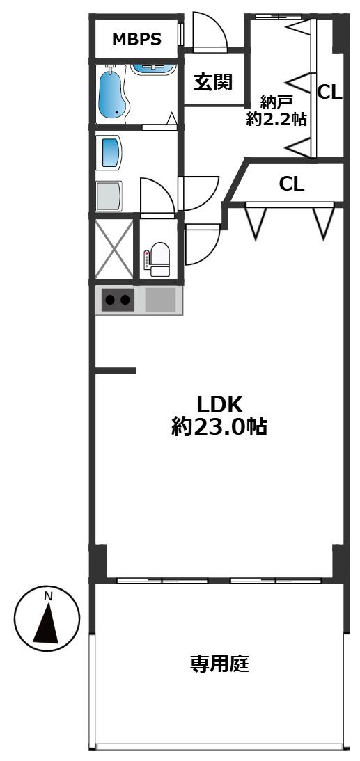 シャトードメール須磨(1LDK/1階)の間取り写真