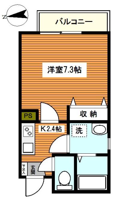 セイスマルソA棟(1K/2階)の間取り写真