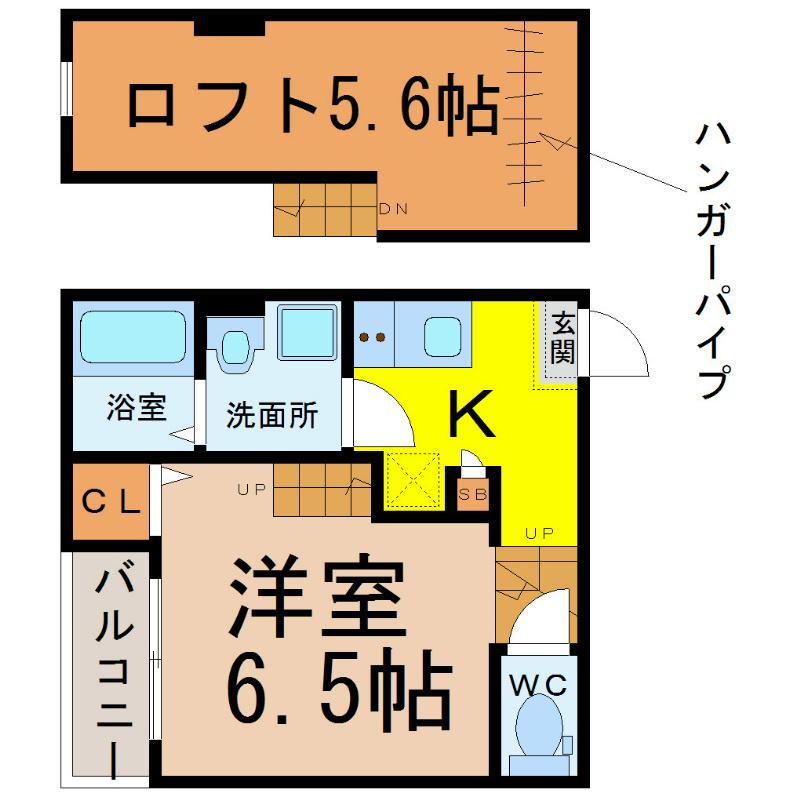 グレイス尼ケ坂(1K/2階)の間取り写真