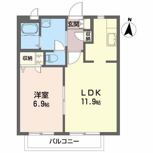 サンパティオB(1LDK/2階)の間取り写真