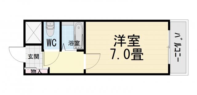 ムー1番館(1K/4階)の間取り写真