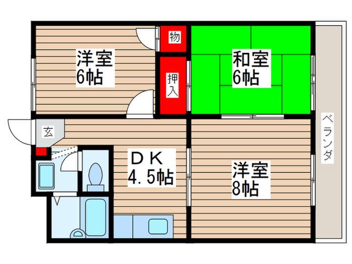 ロイヤルエステート山田(3DK/1階)の間取り写真