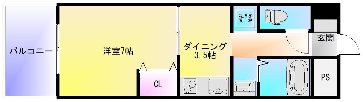 ラ・フォーレ久宝園(1K/5階)の間取り写真