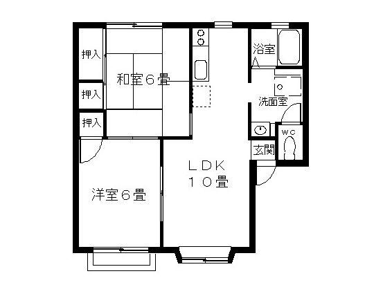鳳ハイツ 伊勢丘7丁目(2LDK/2階)の間取り写真