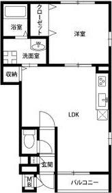 アンプルール リーブル THREERINGSFIELD(1LDK/2階)の間取り写真