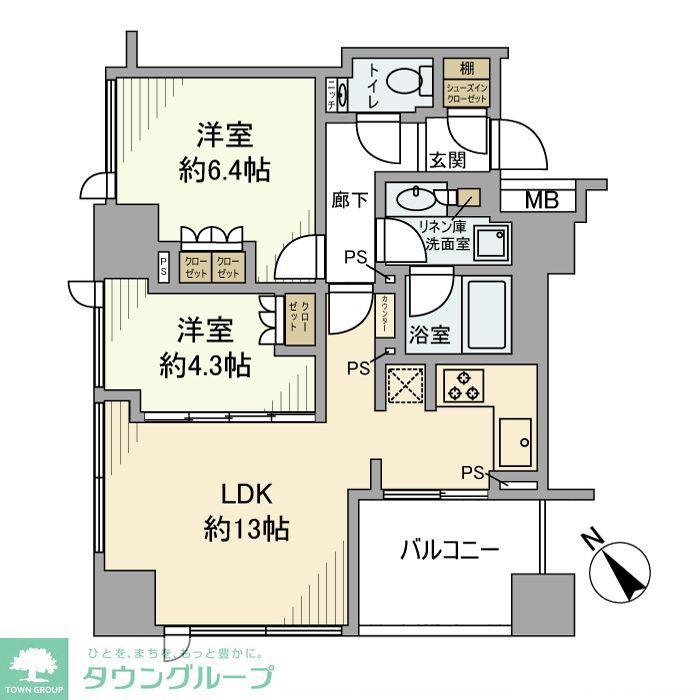 シティタワー池袋ウエストゲート(2LDK/10階)の間取り写真