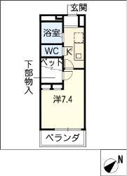 レオパレス道明町(1K/1階)の間取り写真