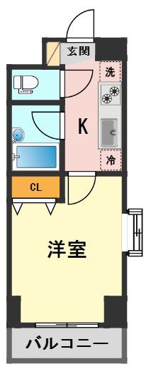スカイコート新小岩(1K/9階)の間取り写真
