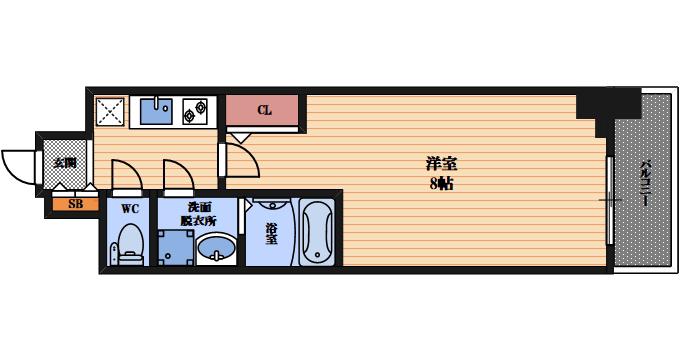 アルグラッド梅田ウエスト(1K/9階)の間取り写真
