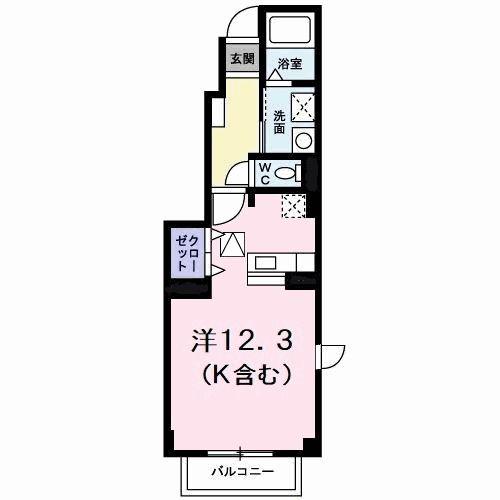 パトリA(ワンルーム/1階)の間取り写真
