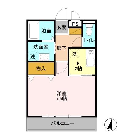 エクシーレ(1K/1階)の間取り写真