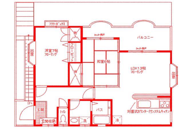 シャンダルハウス(2LDK/2階)の間取り写真