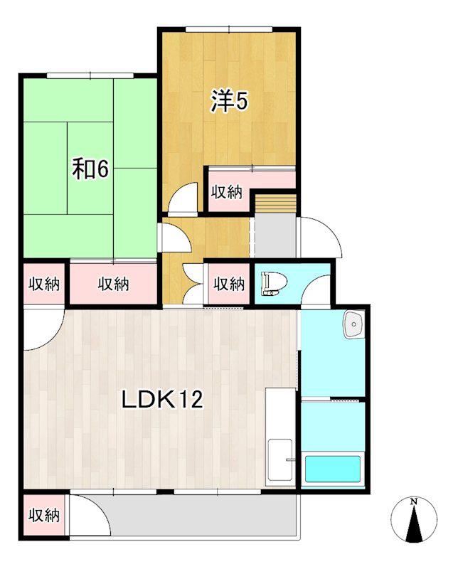 多賀ハイツA(2LDK/2階)の間取り写真