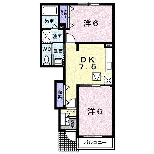 プレシャス(2DK/1階)の間取り写真