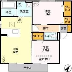 ヴィーガ(2LDK/1階)の間取り写真