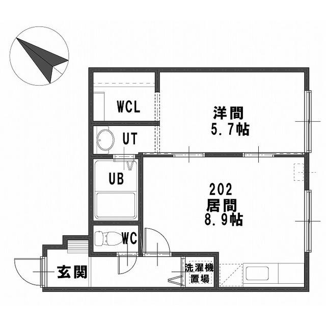 ルミエール東札幌B(1LDK/2階)の間取り写真