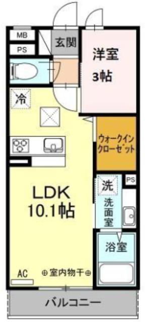 クレイドル(1LDK/2階)の間取り写真