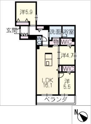 シャーメゾン加納本町(3LDK/2階)の間取り写真