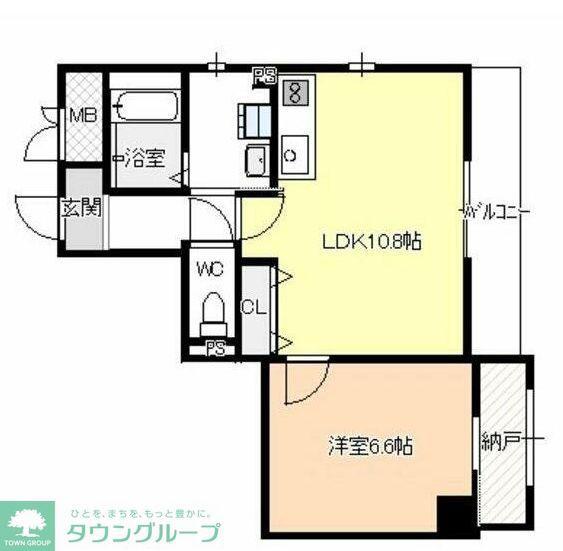 ディアコート千早(1LDK/7階)の間取り写真