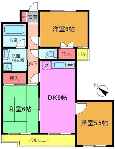 サンパレス(3DK/3階)の間取り写真