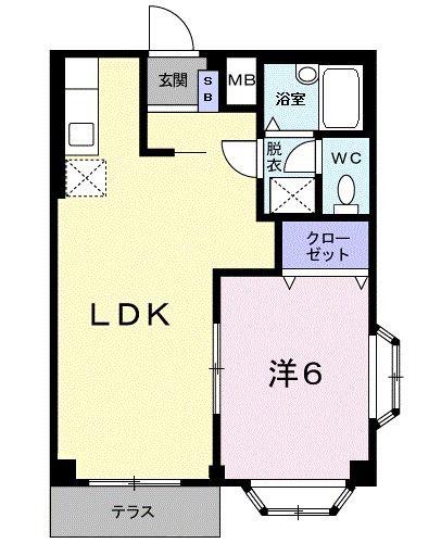 メゾン・セントポーリアC(1LDK/1階)の間取り写真