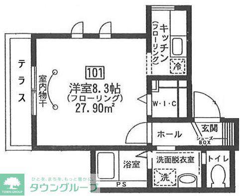 コージーパーチ(1K/1階)の間取り写真