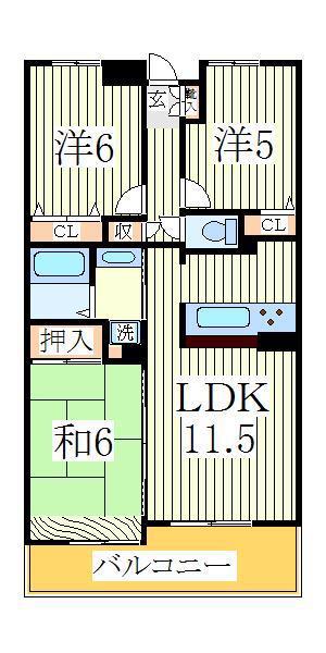 INSURANCE BLDG.12(3LDK/2階)の間取り写真