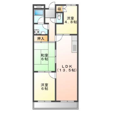 インペリアル南が丘(3LDK/4階)の間取り写真