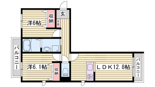 リメインらかんE棟(2LDK/3階)の間取り写真