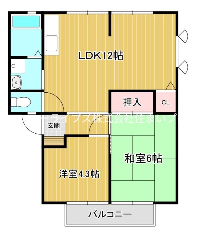 ルミエールD(2LDK/2階)の間取り写真