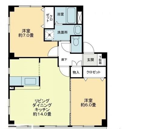 フォブール世俵B棟(2LDK/3階)の間取り写真