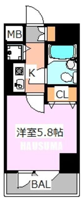 グラチアトルリ(1K/5階)の間取り写真