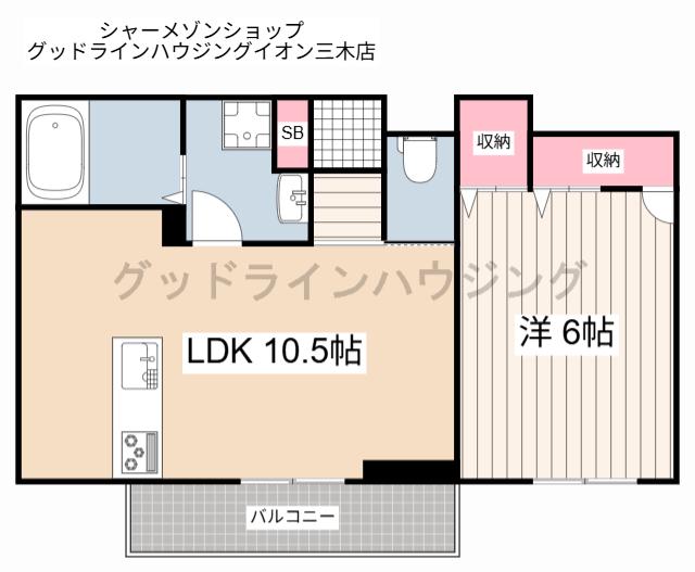 ベルフォーレ王子B(1LDK/3階)の間取り写真