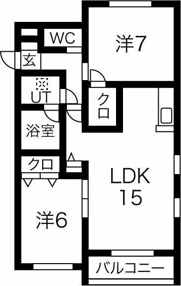 札幌市電 西線６条駅 徒歩5分 3階建 築9年(2LDK/2階)の間取り写真