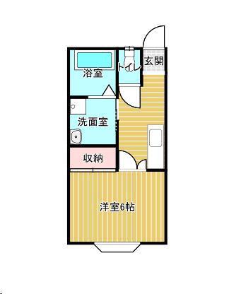 桜まちテラス A棟(1K/2階)の間取り写真