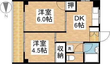 タマキビル(2DK/4階)の間取り写真