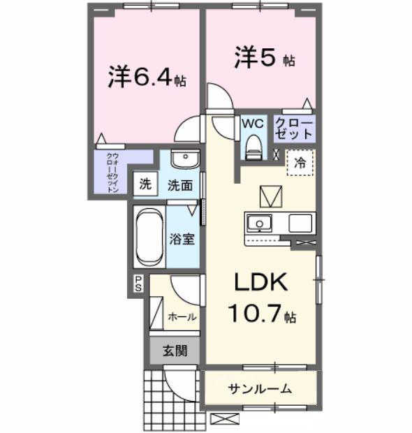 コリーヌ久住VI(2LDK/1階)の間取り写真
