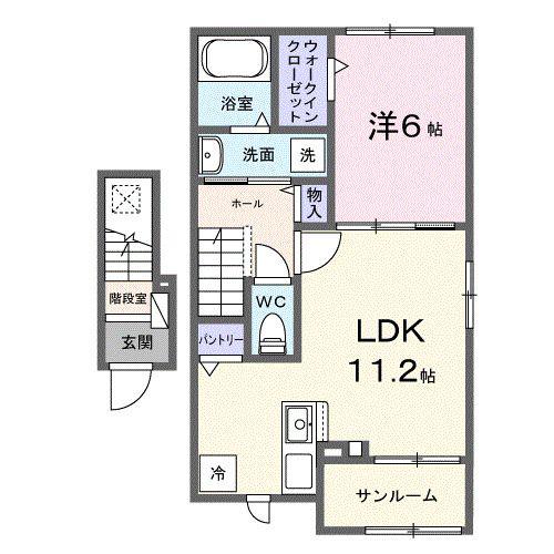 SORA(1LDK/2階)の間取り写真